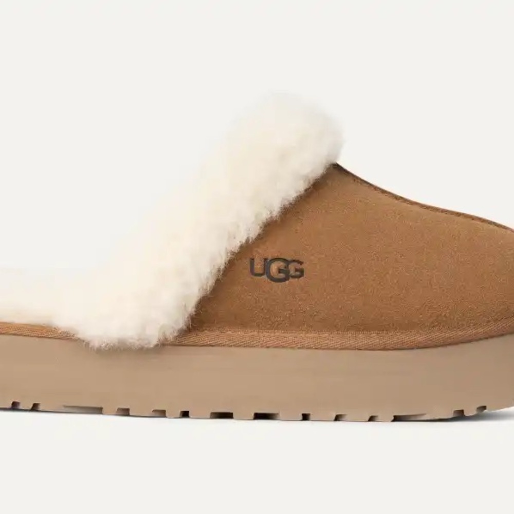UGG Women's Tan Suede Slippers with Cream Fur